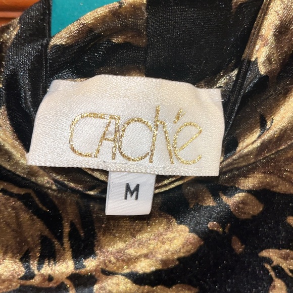 Cache - vintage Valore bodysuit gold roses EUC! - Picture 2 of 9